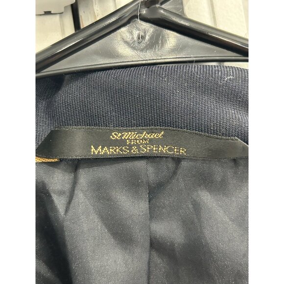 Vintage Marks & Spencer Navy Blazer With Gold Buttons Womens Long Fit Size 10 - Picture 4 of 8